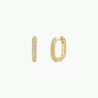 Gold Hoop - Pave - White CZ - Gold Earrings