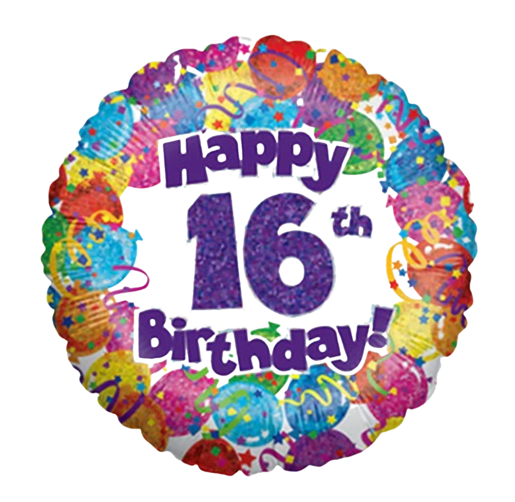 36" 16th Party Birthday Holographic Foil Balloon