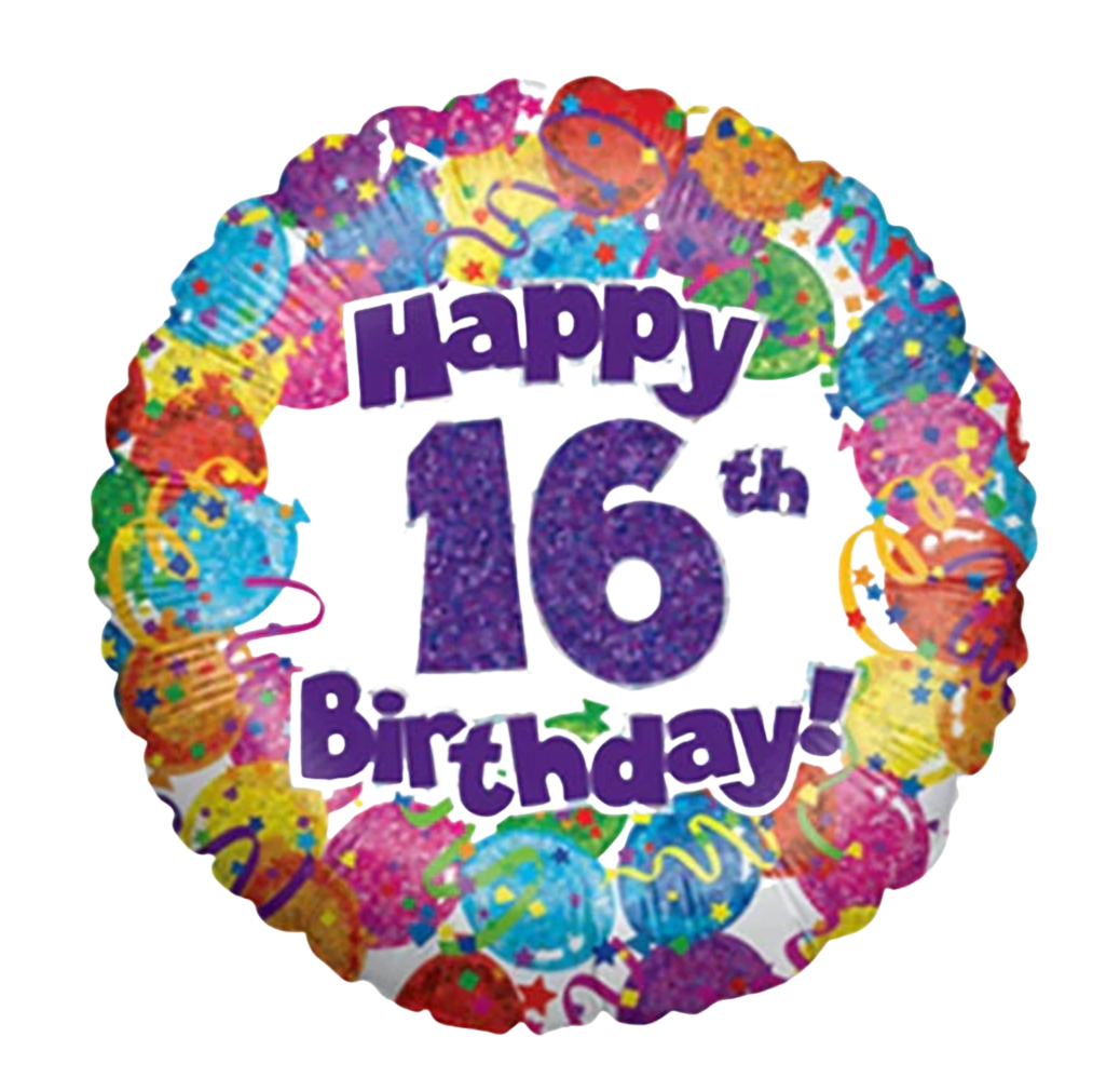 36" 16th Party Birthday Holographic Foil Balloon