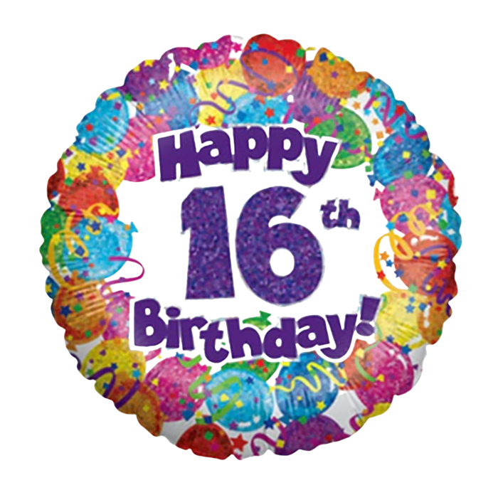 36" 16th Party Birthday Holographic Foil Balloon