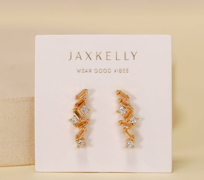 Cascading Baguette Drop - Gold Earrings