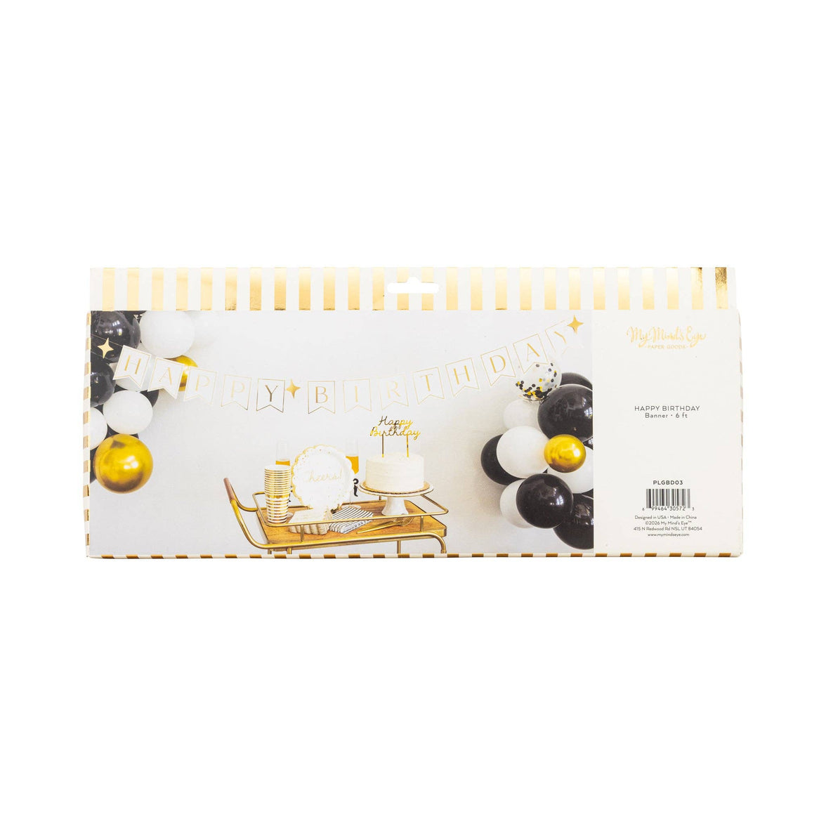 Gold and White Happy Birthday Banner