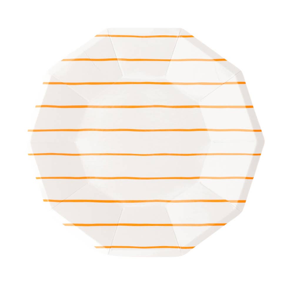 Frenchie Clementine Orange Striped Dinner Plates 8CT
