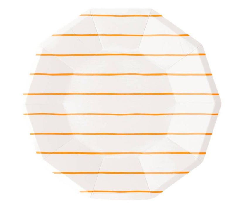 Frenchie Clementine Orange Striped Dinner Plates 8CT