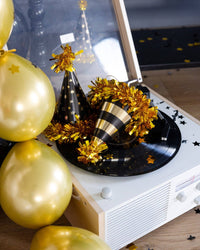 Black and Gold Party Hats - 8CT