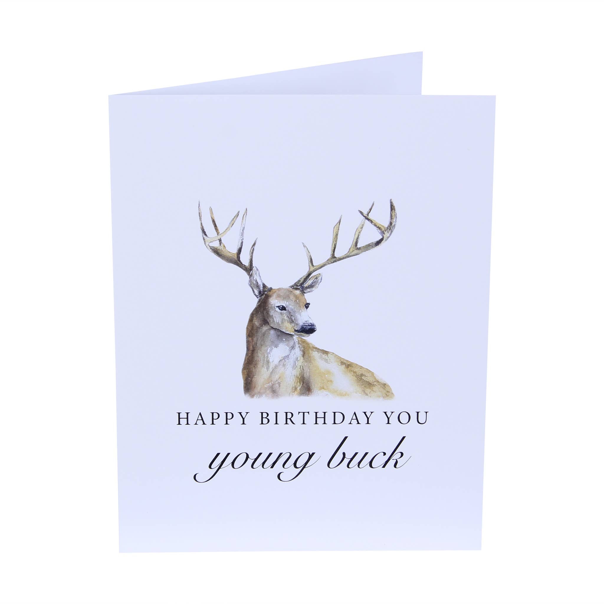 Happy Birthday Young Buck Funny Deer Greeting Card