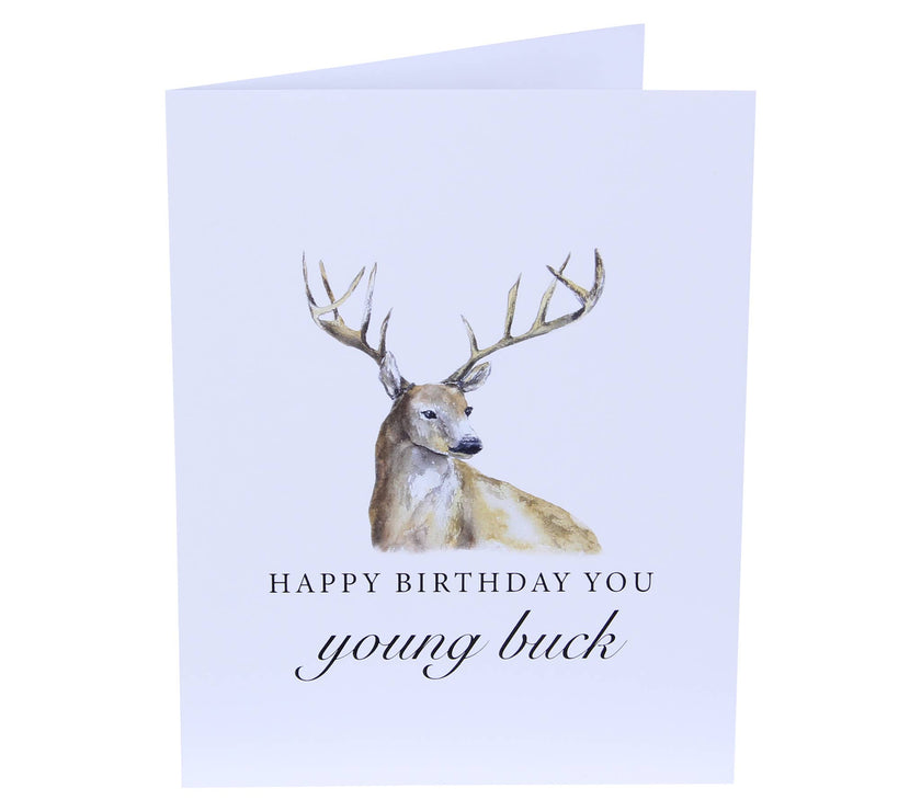 Happy Birthday Young Buck Funny Deer Greeting Card