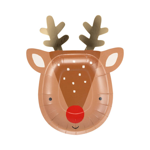 Rudolph Shaped Plates - 8 CT
