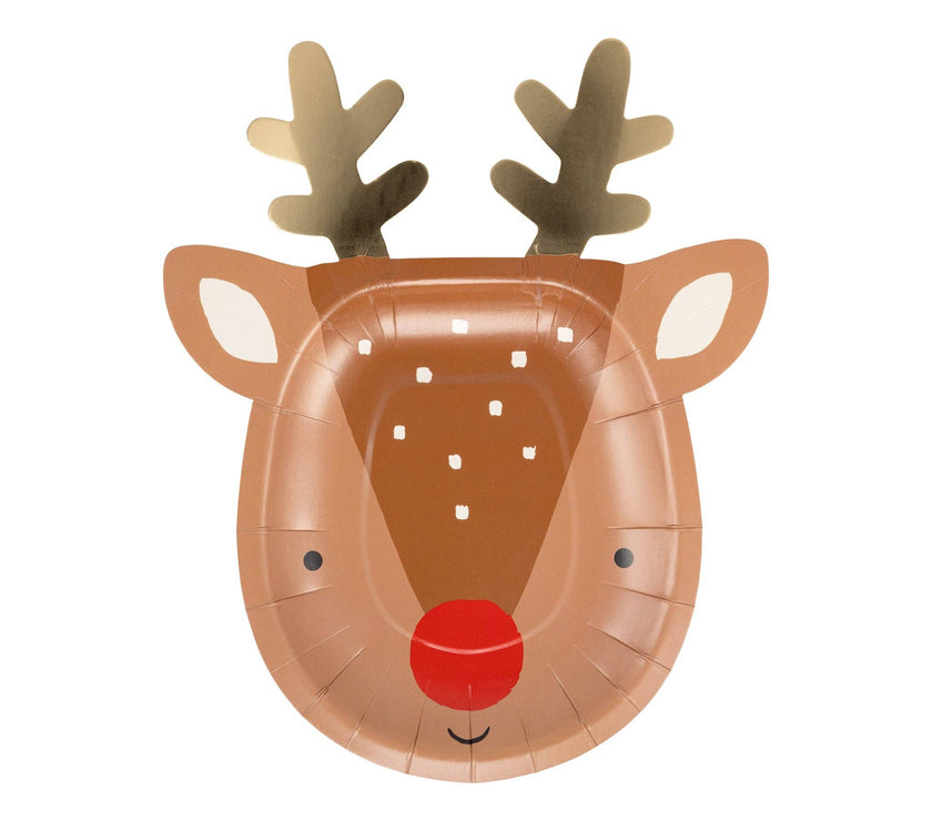 Rudolph Shaped Plates - 8 CT