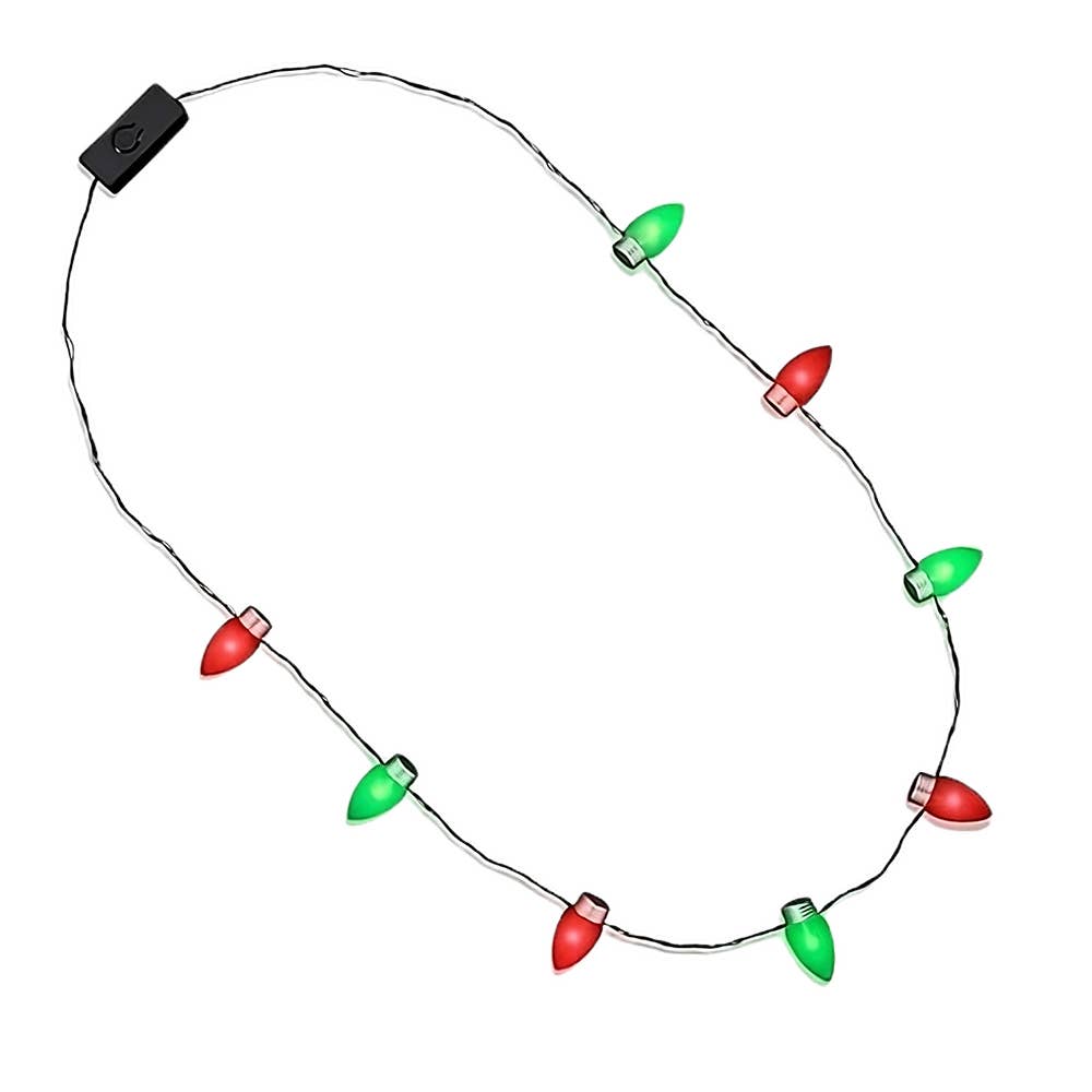Red and Green Flashing Christmas Lights Necklace