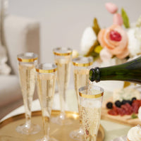 Disposable Gold Rimmed Champagne Flutes - Pack of 12