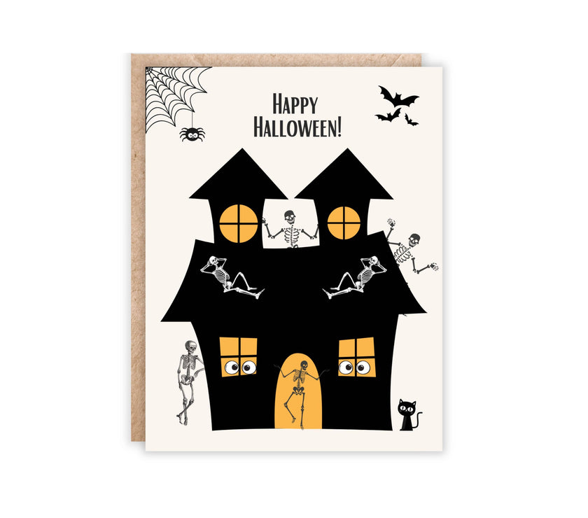 Haunted Skeleton House Greeting Card