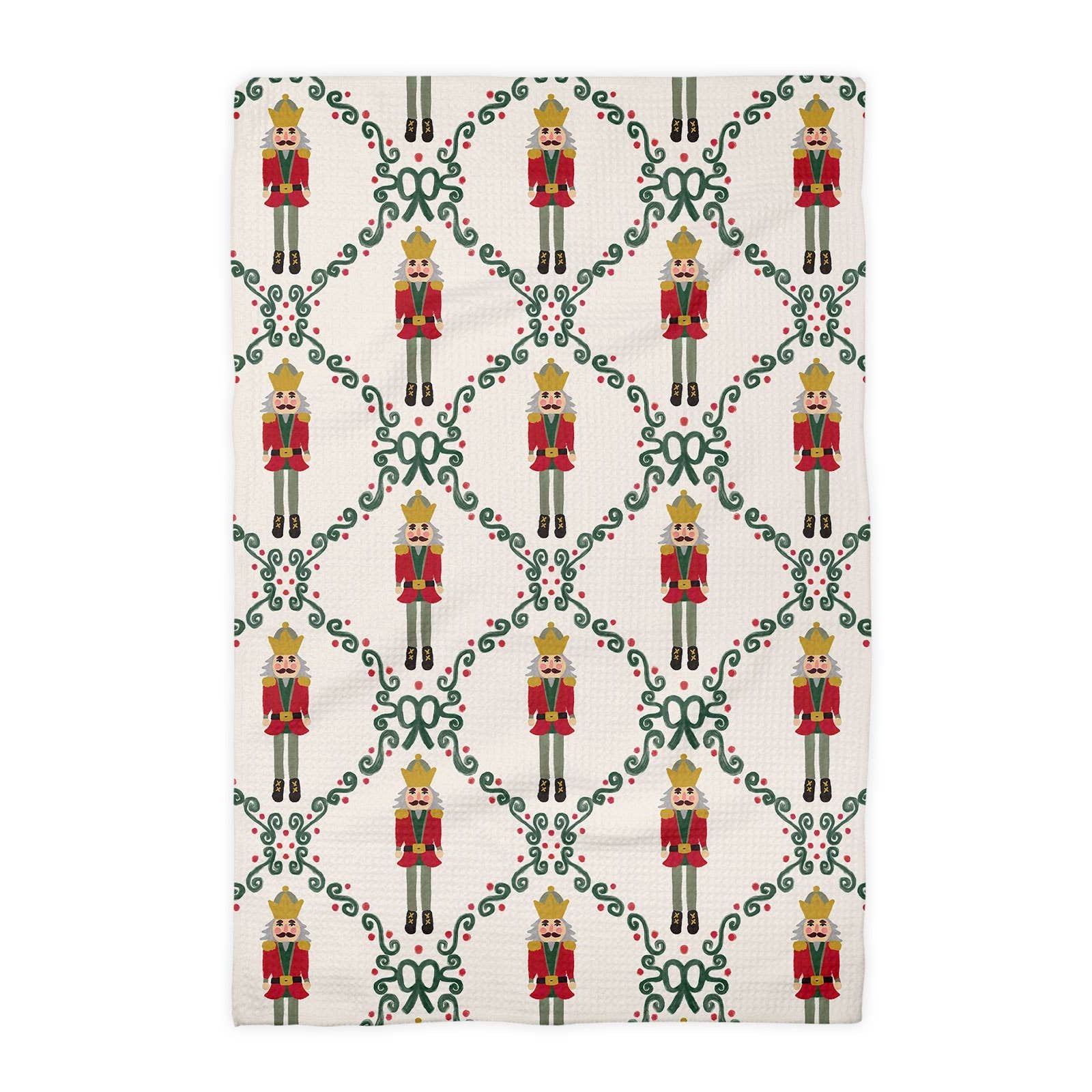Nutcracker Red Bow Holiday Christmas Kitchen Towel Waffle