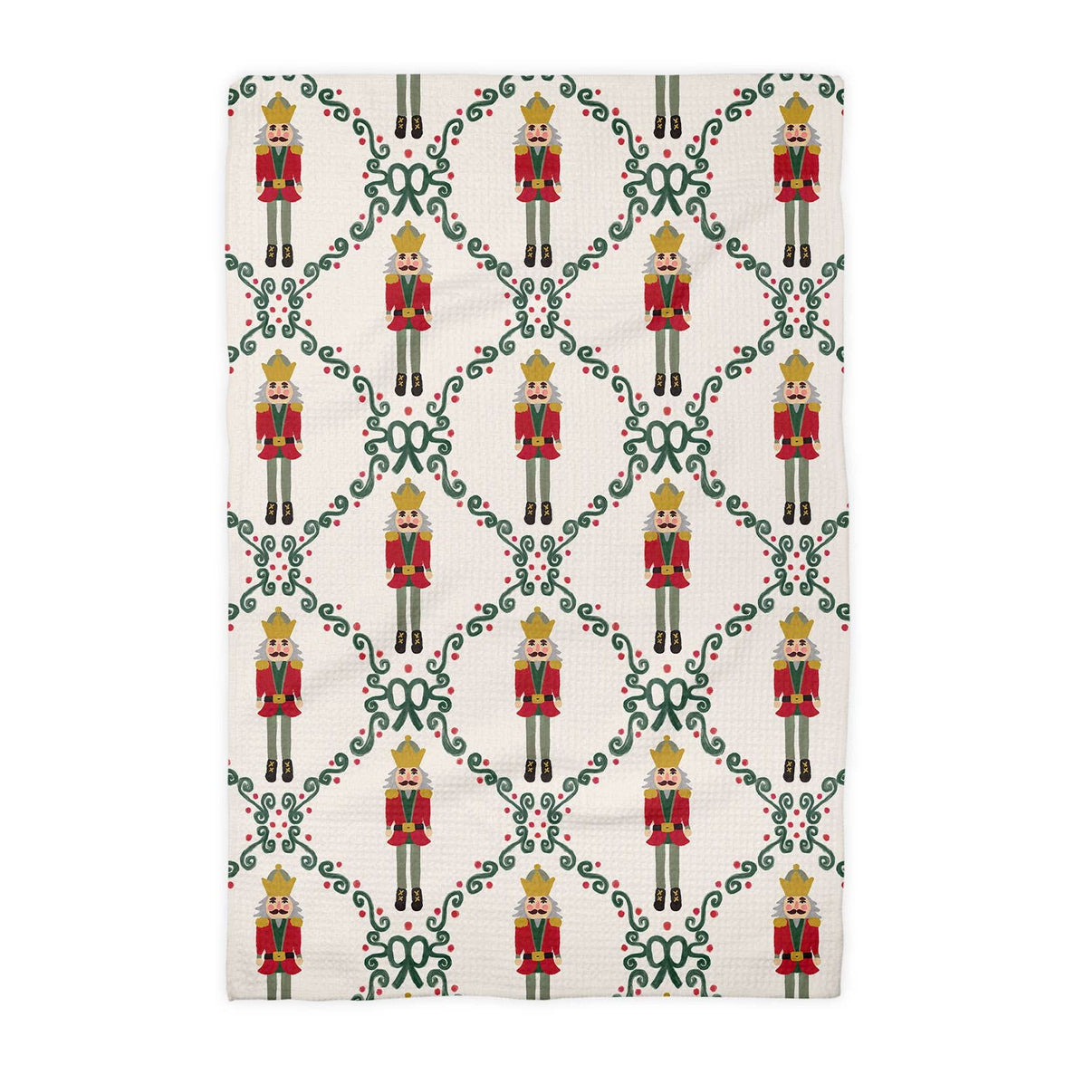 Nutcracker Red Bow Holiday Christmas Kitchen Towel Waffle