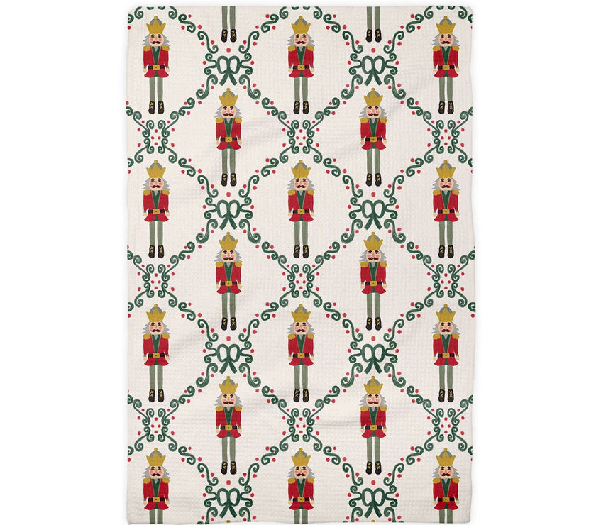 Nutcracker Red Bow Holiday Christmas Kitchen Towel Waffle