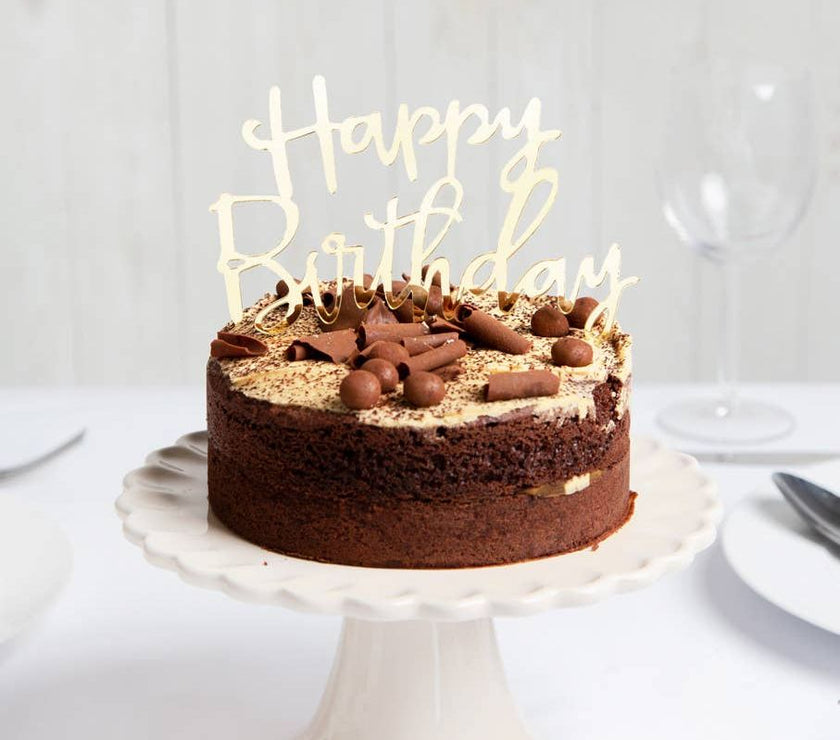 Gold Acrylic Happy Birthday Cake Topper