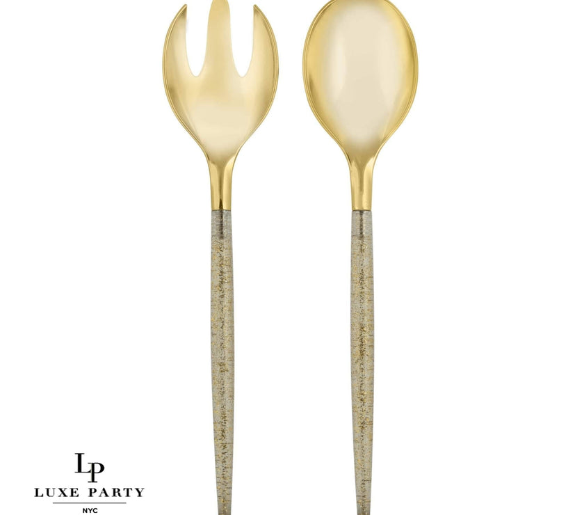 Gold Glitter Plastic Serving Fork • Spoon Set