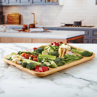 Make and Take Compartment Bamboo Board - 12" x 16" w/ Black Handles