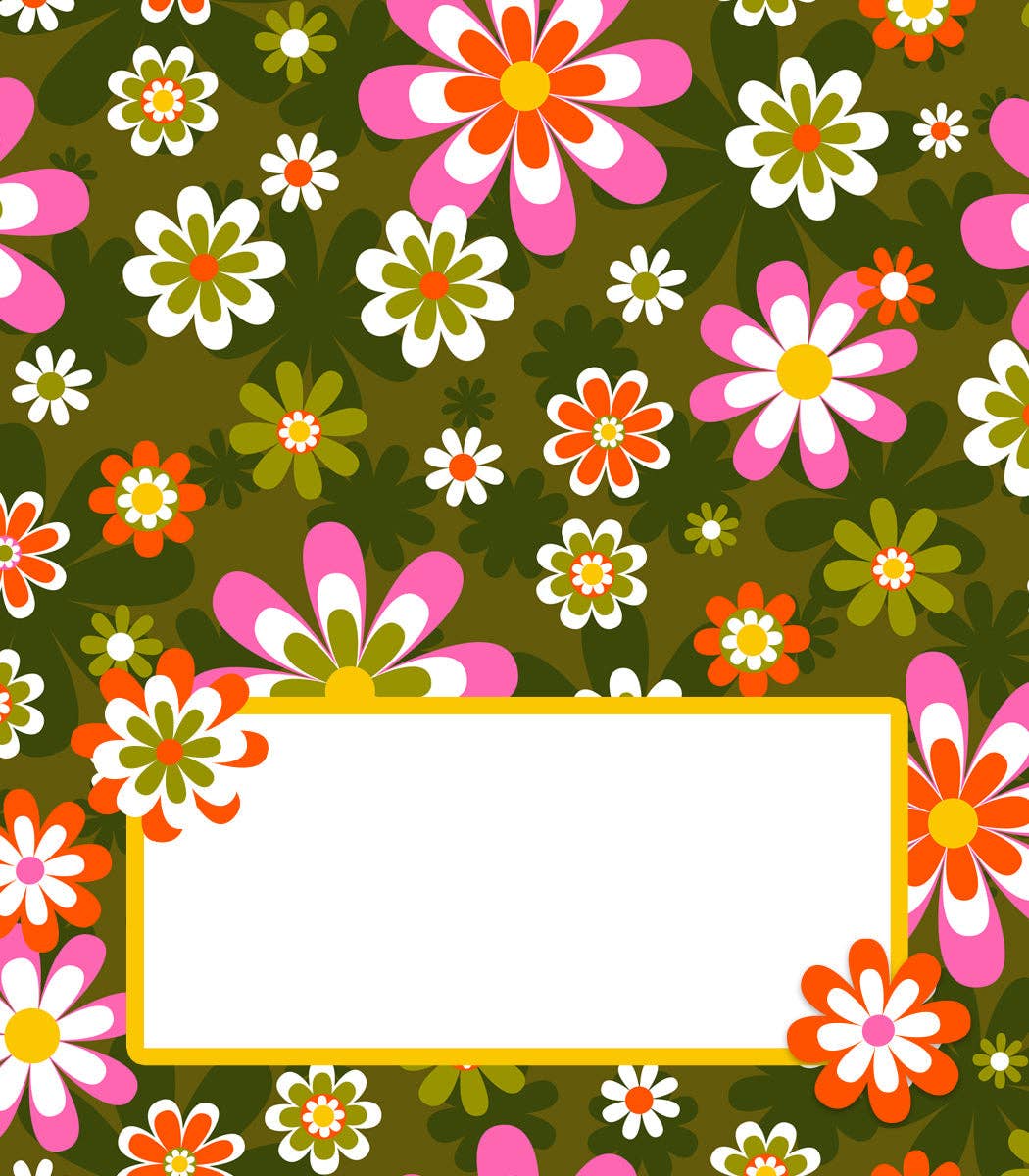 Groovy Flower Retro Double Sided Folded Place Cards - Boxed Set of 12