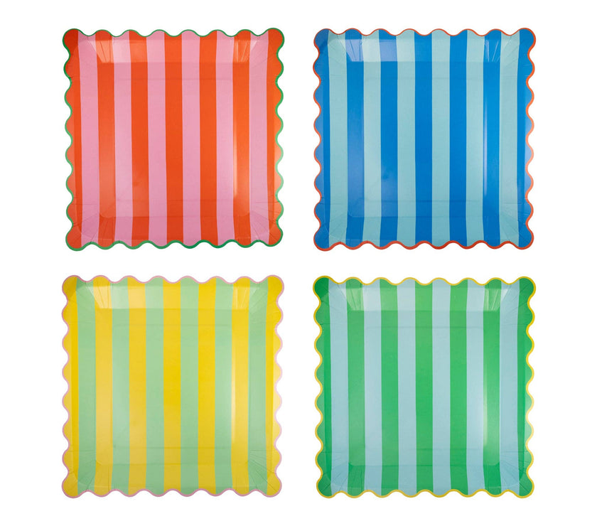 Assorted Striped Plate Set - 8CT