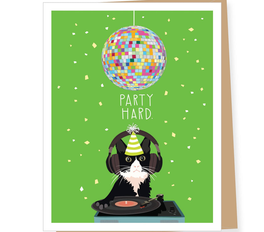DJ Party Cat, Birthday Greeting Card