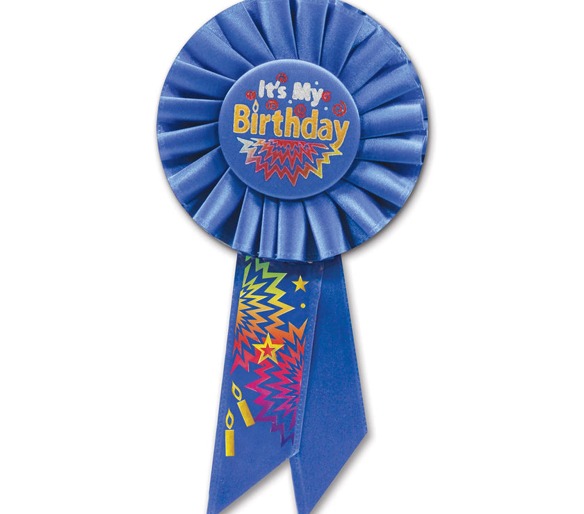 Blue It's My Birthday Rosette