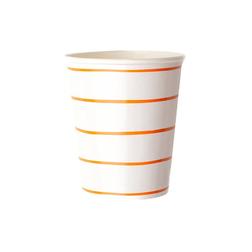 Frenchie Clementine Orange Striped 9 oz Cups 8CT