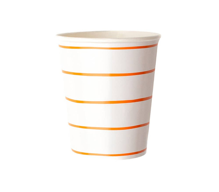 Frenchie Clementine Orange Striped 9 oz Cups 8CT
