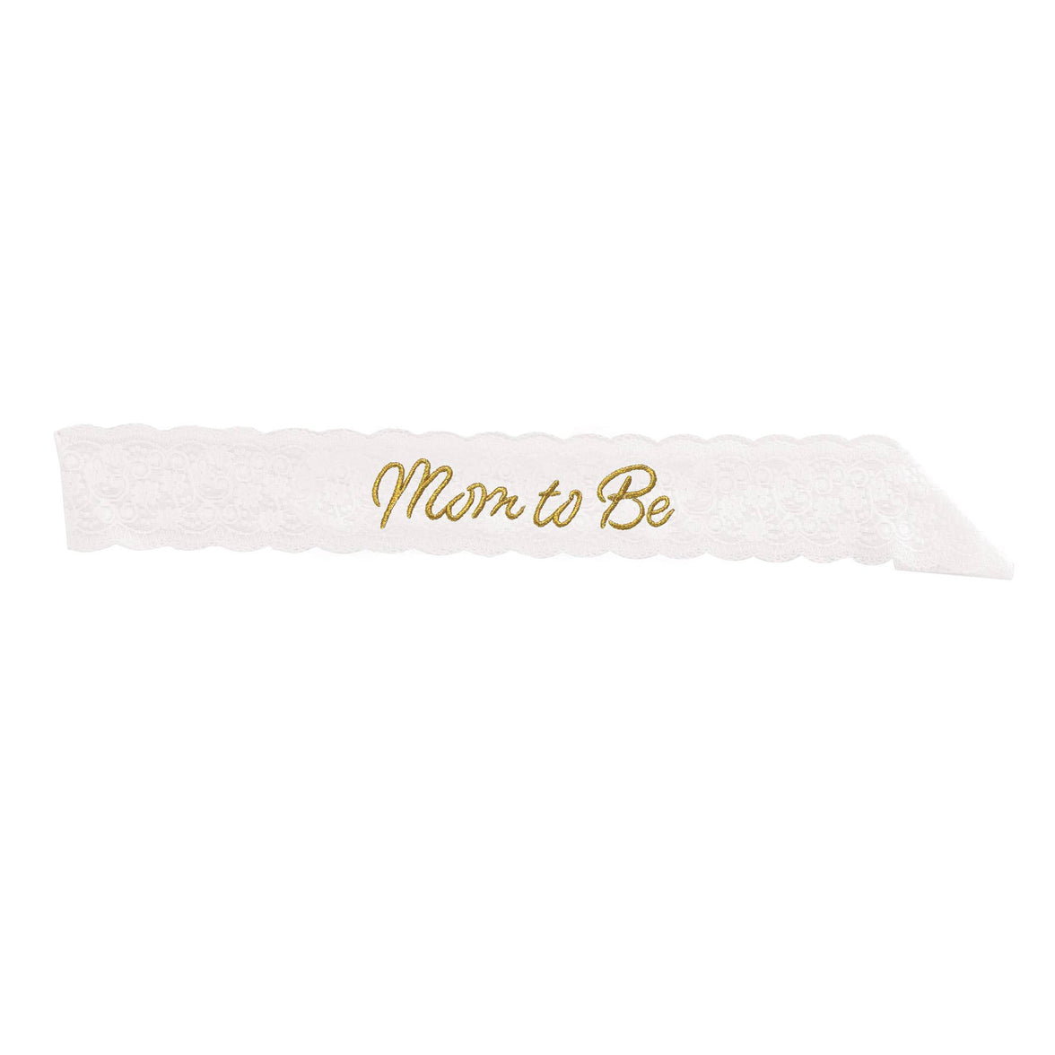 White "Mom to Be" Lace Sash
