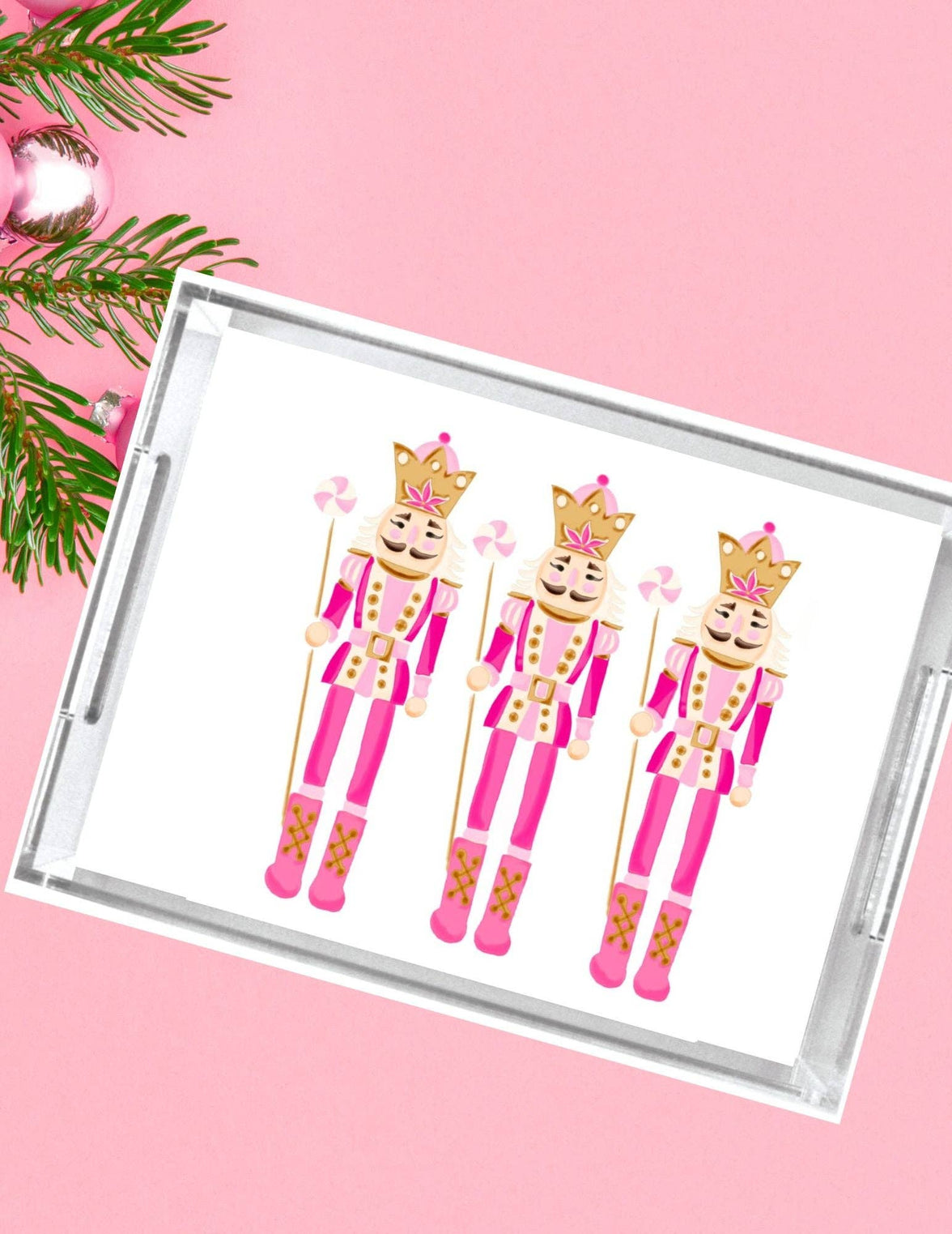 Pink Nutcracker Acrylic Serving Tray - 8.5"x11"