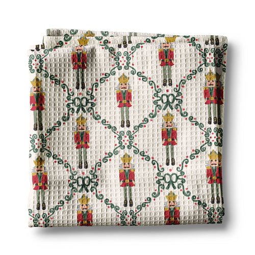 Nutcracker Red Bow Holiday Christmas Kitchen Towel Waffle