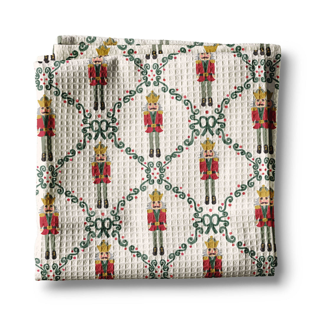 Nutcracker Red Bow Holiday Christmas Kitchen Towel Waffle