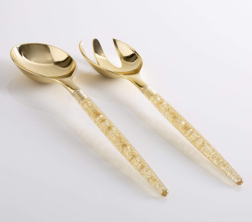 Gold Glitter Plastic Serving Fork • Spoon Set