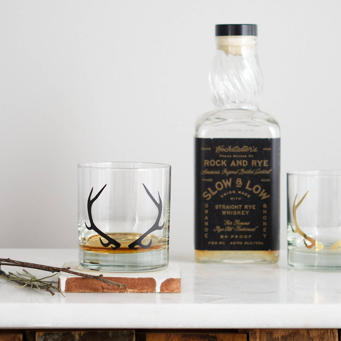 Antler Matte Black Rocks Glass - 11 OZ