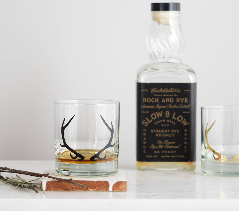 Antler Matte Black Rocks Glass - 11 OZ