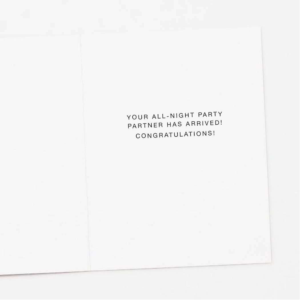 Up All Night New Baby Greeting Card