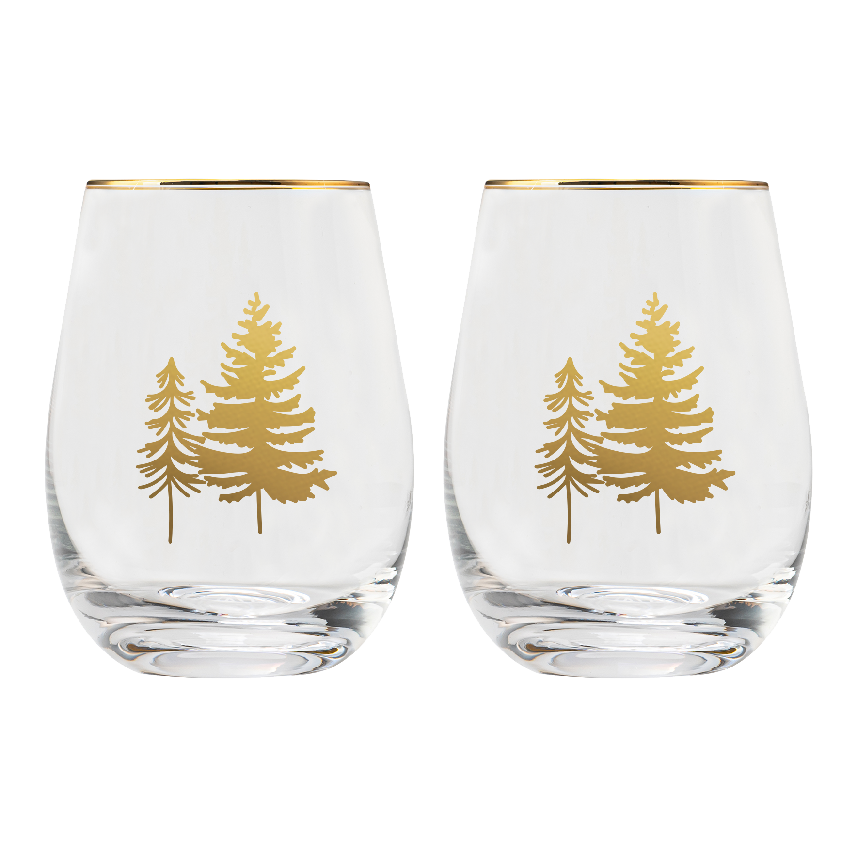 Trees Stemless Wine Glasses - Boxed Set of 2