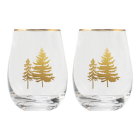 Trees Stemless Wine Glasses - Boxed Set of 2