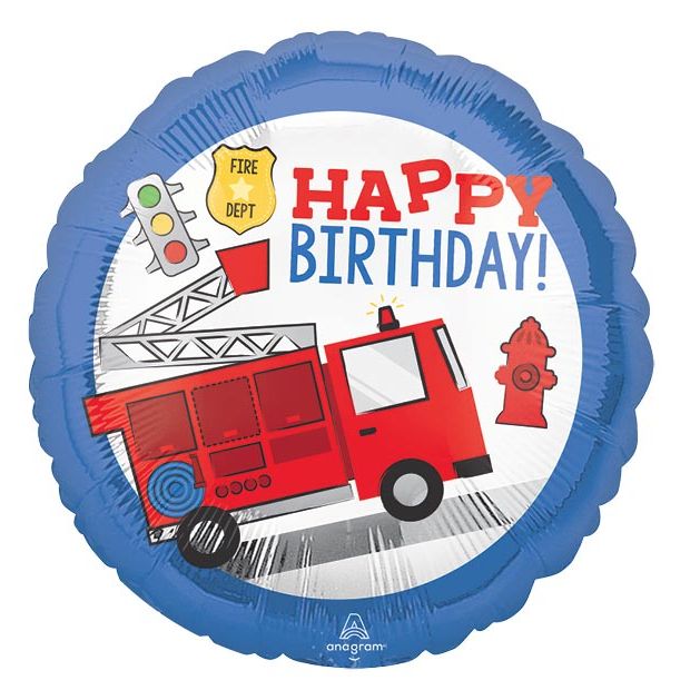 Firetruck 17" Happy Birthday Mylar Balloon