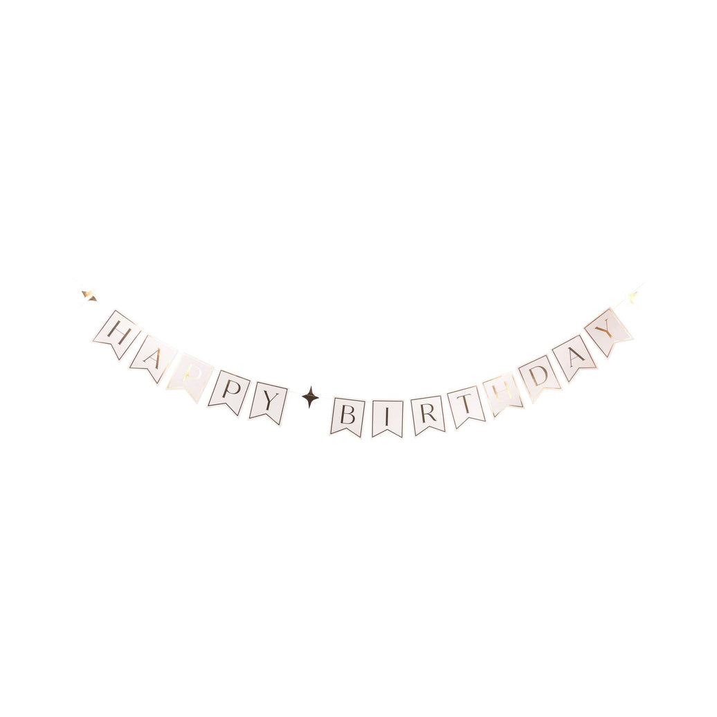 Gold and White Happy Birthday Banner