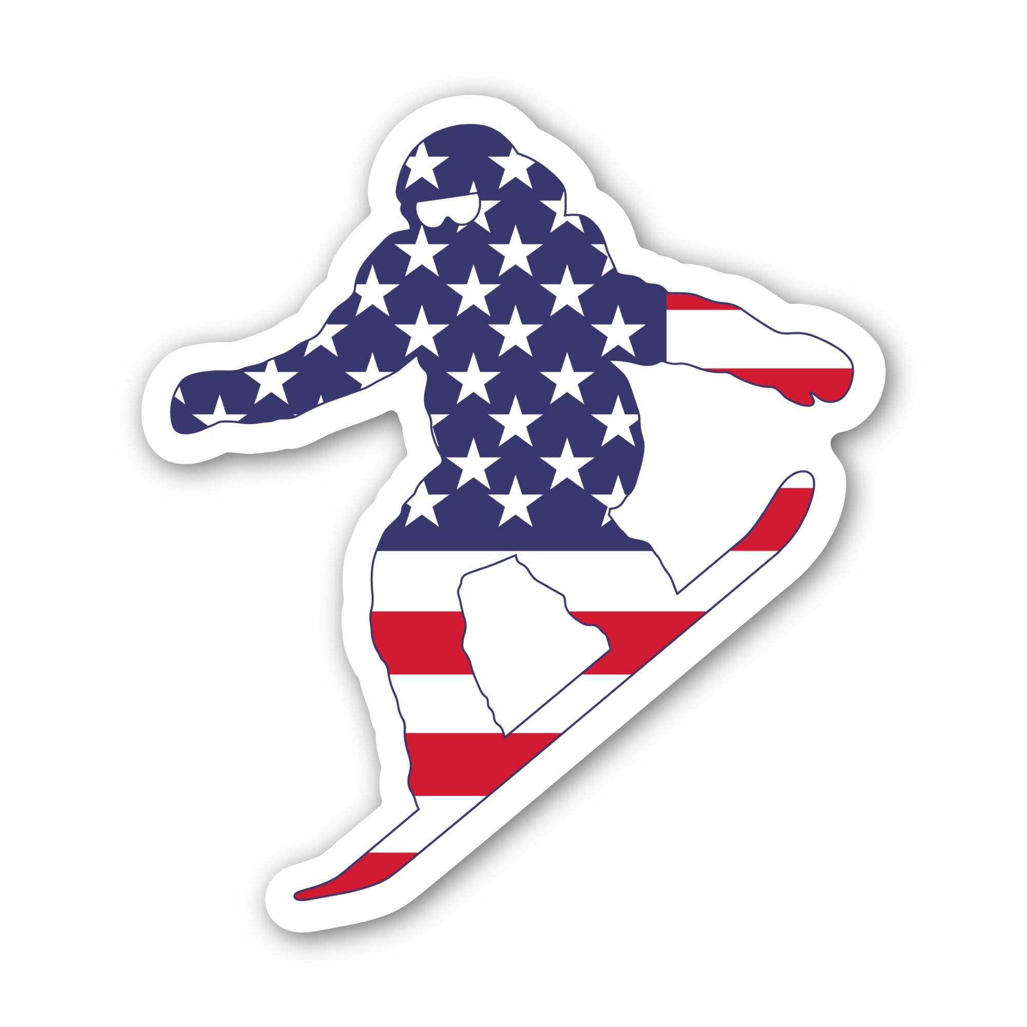 Snowboarding USA Flag Sport Sticker (Winter Olympics)