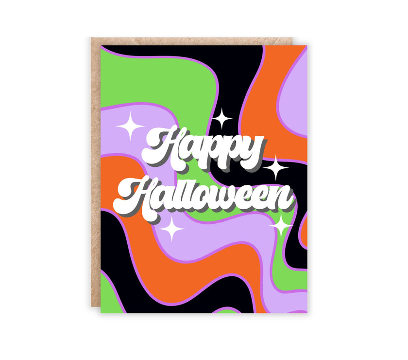 Happy Halloween Orange, Purple, Green Card