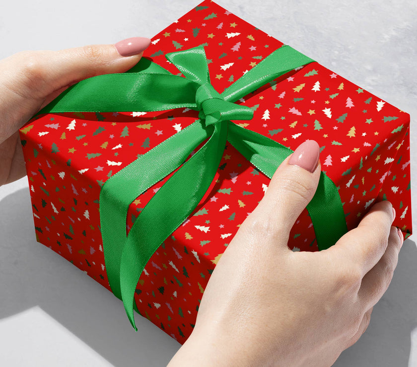 Little Red Trees Gift Wrap Jumbo Roll