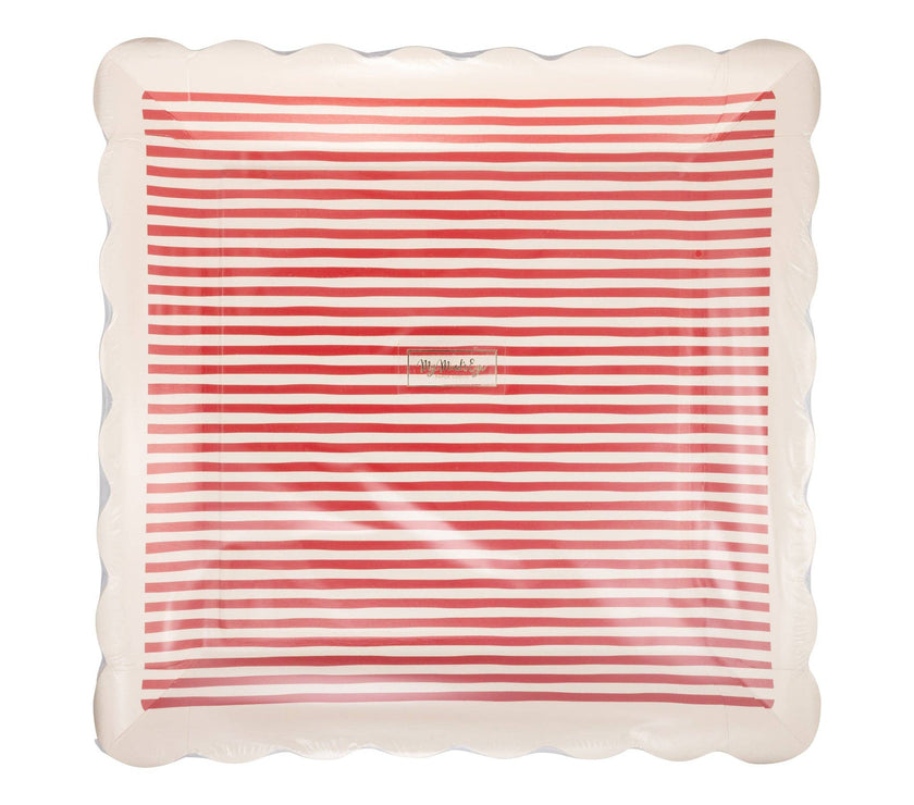 Red Striped Plates - 8CT