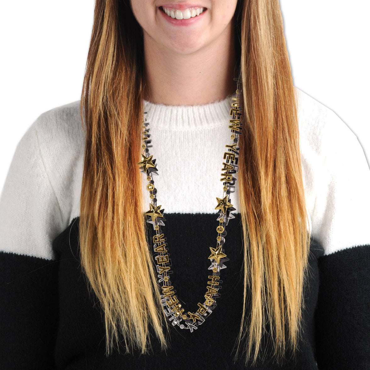 Black, Gold, and Silver Happy New Year Beads-Of-Expression