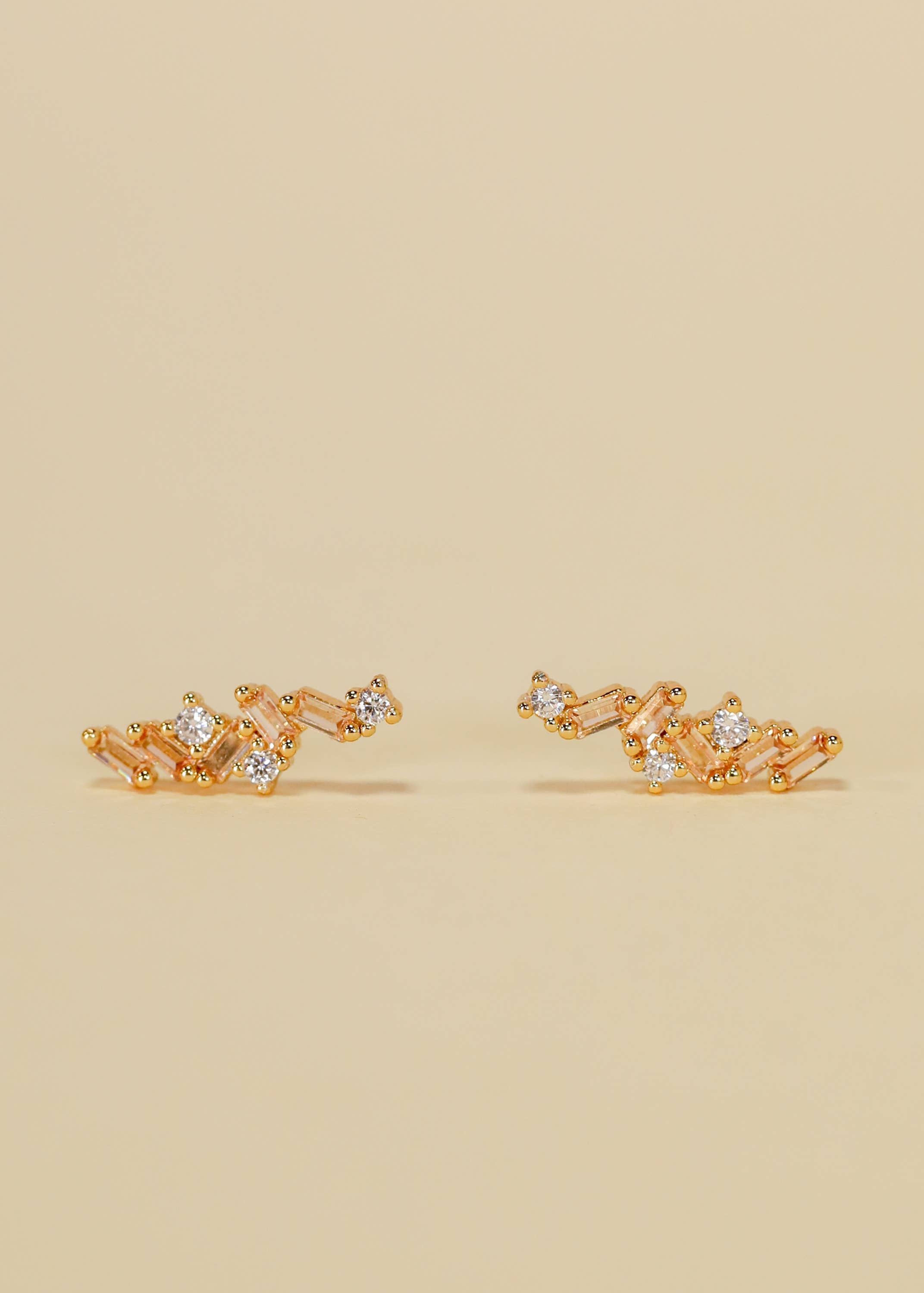 Cascading Baguette Drop - Gold Earrings