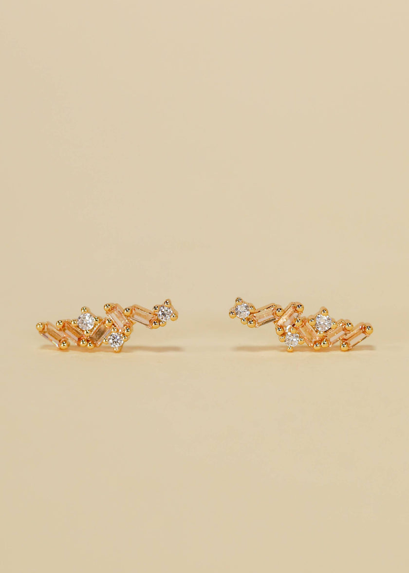 Cascading Baguette Drop - Gold Earrings