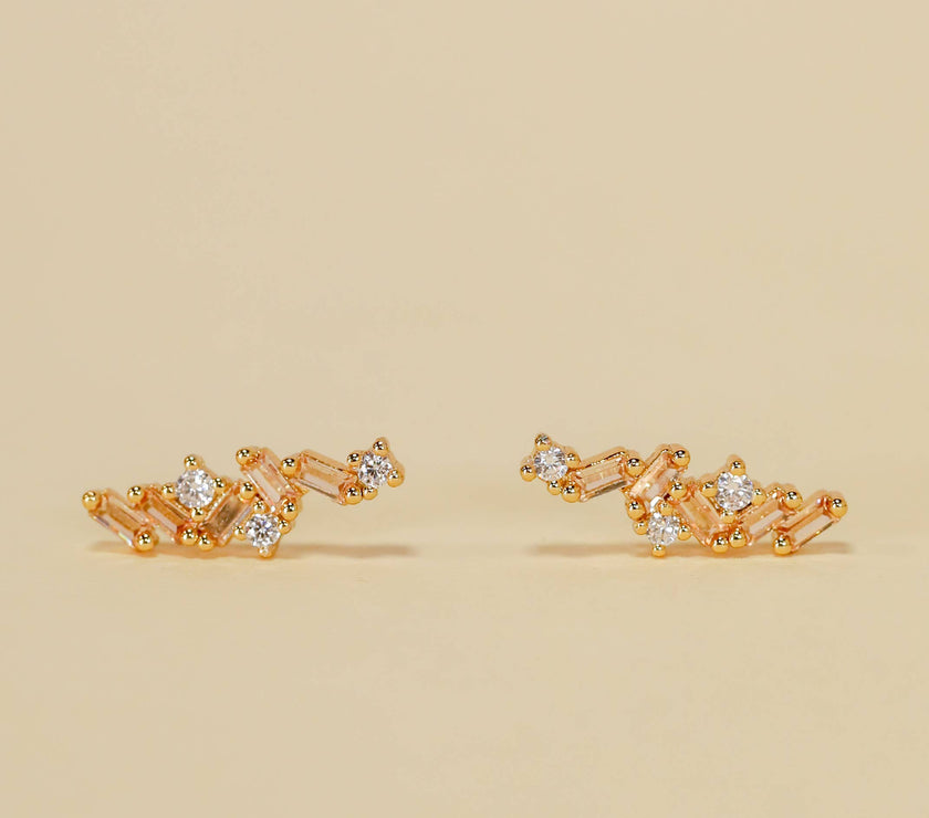 Cascading Baguette Drop - Gold Earrings