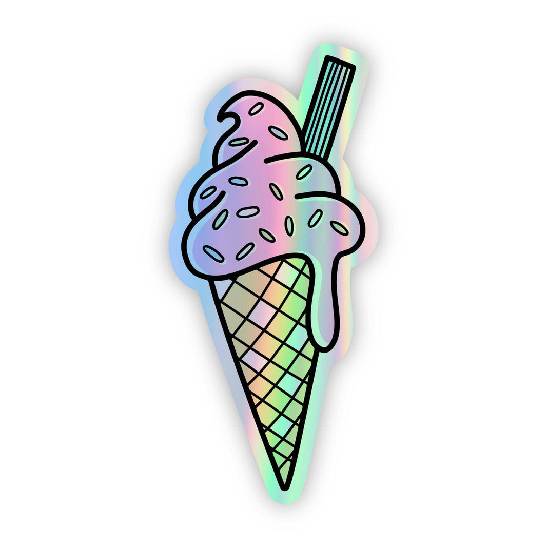 Ice Cream Cone Holographic Sticker