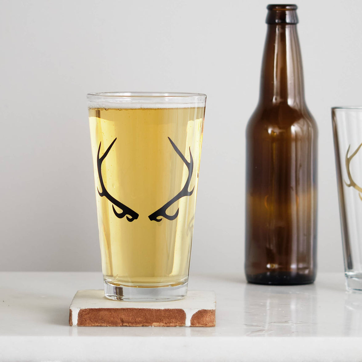 Antler Matte Black Pint Glass - 16 OZ
